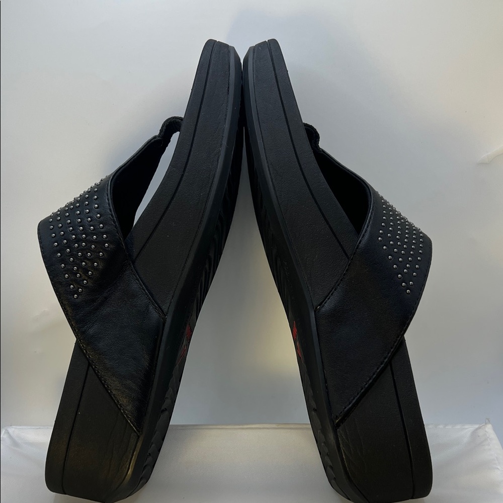 Vionic Black Studded Wedge Sandals-Women's-Size 9-Casual-Comfy-Vacation-Adjust - Picture 9 of 16